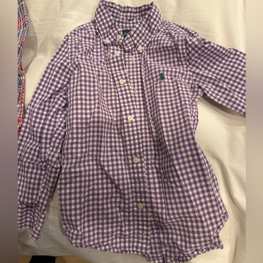 Ralph Lauren Purple Checkered Kids Button Down Shirt